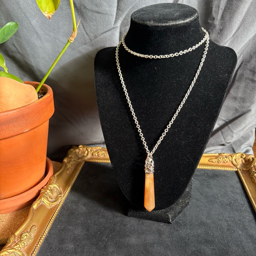 Carnelian Carved Crystal Pendant with Chain
